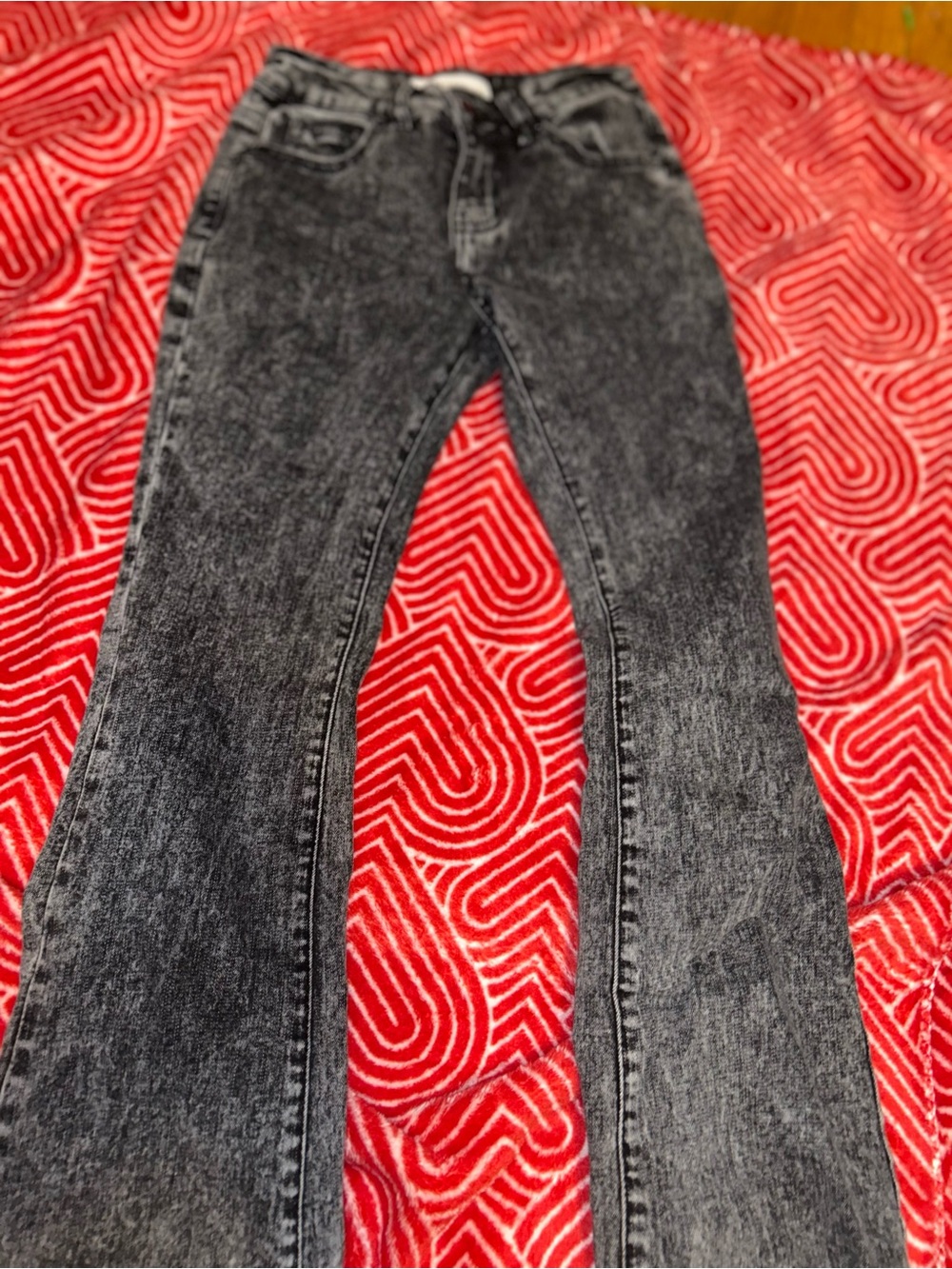 BAMBOO Women's Black Acid-Wash Flare Jeans
